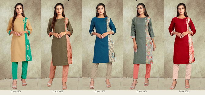 NEHA TANISHA Latest fancy Daily Wear Slub Cotton with contrast print Kurtis Collection